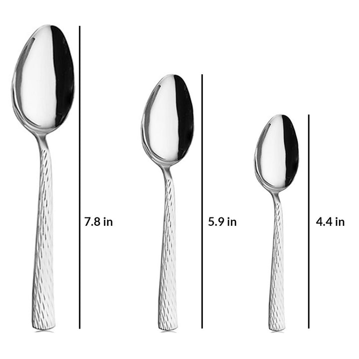 Stainless Steel Tablespoon, Dessert Spoon, and Teaspoon Set