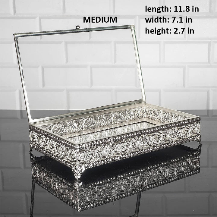 Handmade Fancy Keepsake Boxes, Metal Display Cases with Clear Acrylic Lids