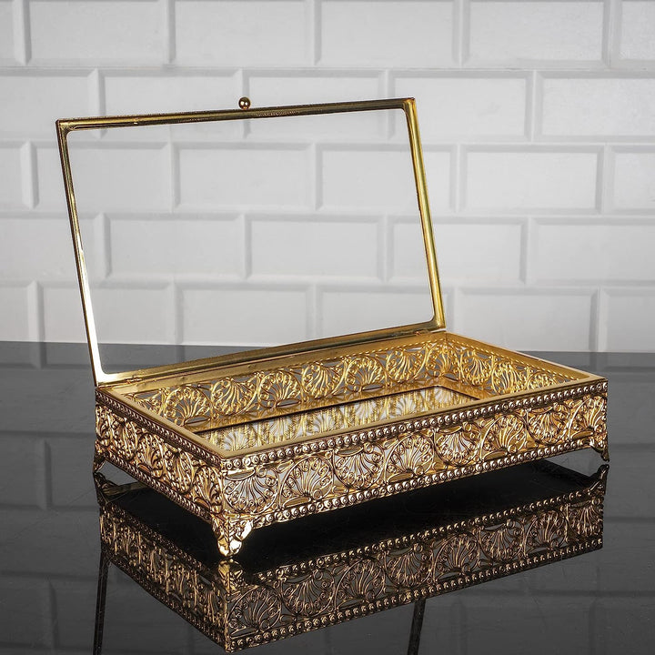 Handmade Fancy Keepsake Boxes, Metal Display Cases with Clear Acrylic Lids