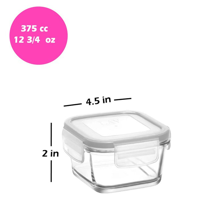 LAV Fresco Glass Food Container Set with Locked Lids, 6 Pcs