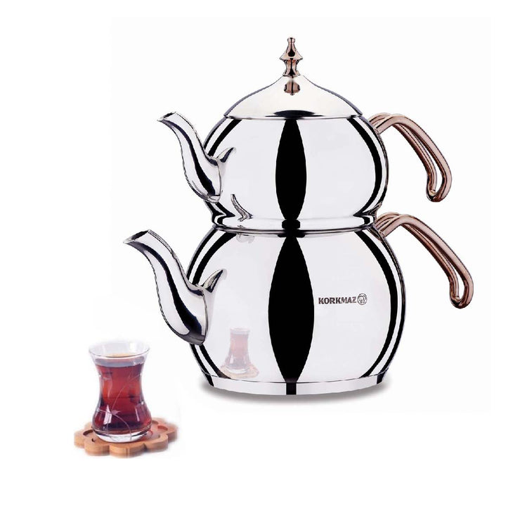 Korkmaz Hanedan Turkish Teapot Set for Stovetop, 3.3 qt