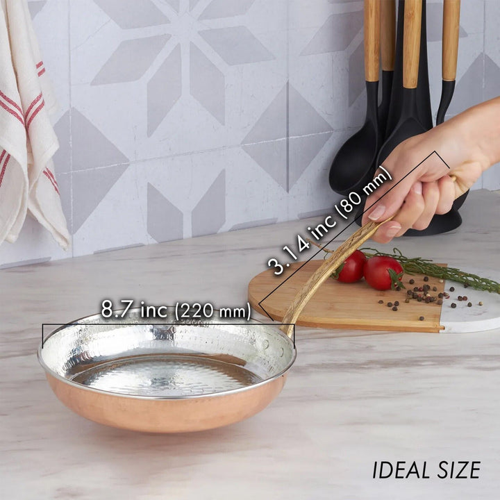 Pure Copper Sauté Egg Omelet Pan with Handle, Skillet