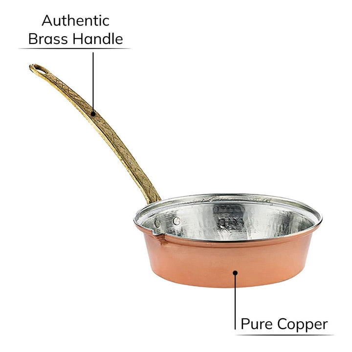 Multipurpose Copper Cookware with Handle, Handmade Copper