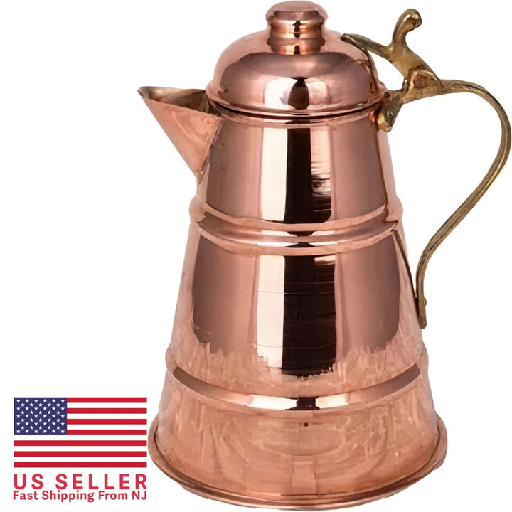 Handmade Copper Milk and Coffee Pot with a Lid, 35.5 Oz