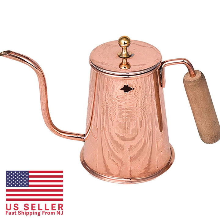 Handmade Copper Tea and Coffee Kettle with Lid, 17 fl oz