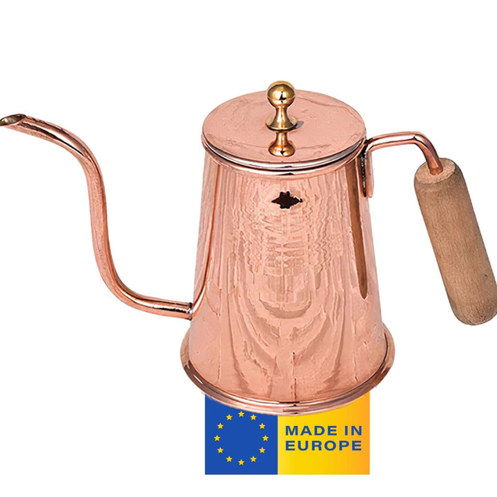 Handmade Copper Tea and Coffee Kettle with Lid, 17 fl oz