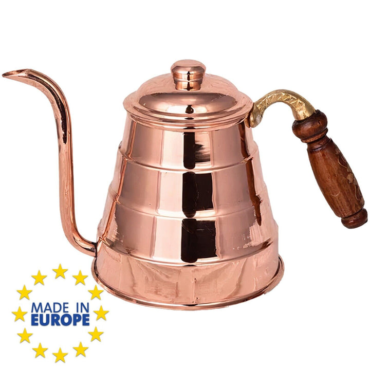 Handmade Copper Tea and Coffee Kettle with Lid, 27 fl oz