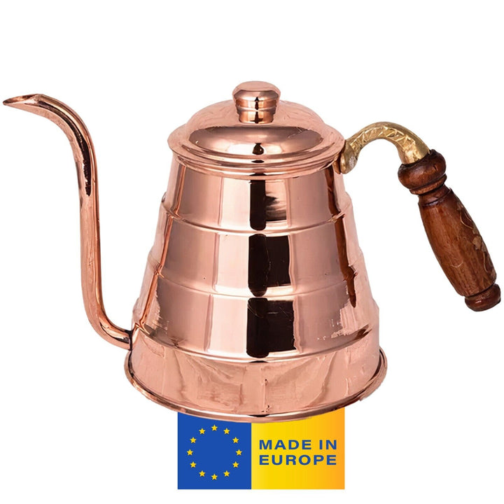 Handmade Copper Tea and Coffee Kettle with Lid, 27 fl oz