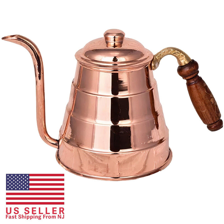 Handmade Copper Tea and Coffee Kettle with Lid, 27 fl oz