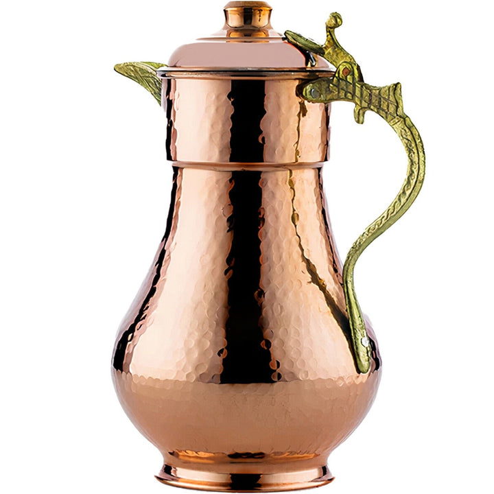 Handmade Hammered Copper Water Pitcher with Lid, 1 qt