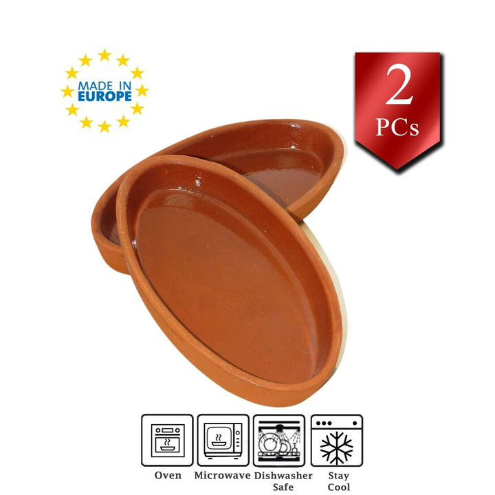 Cooking Oval Clay, Ancient Cookware Clay Pan, 2 PCs