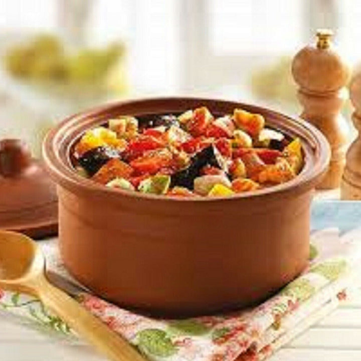 Glazed Clay Casserole Dish for Cooking, 2.5 qt