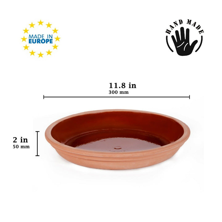 Earthenware Clay Pan, Terracotta Glazed Cazuela Dish, 11 in