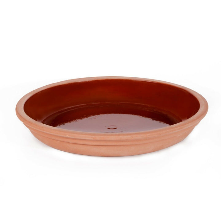 Earthenware Clay Pan, Terracotta Glazed Cazuela Dish, 11 in