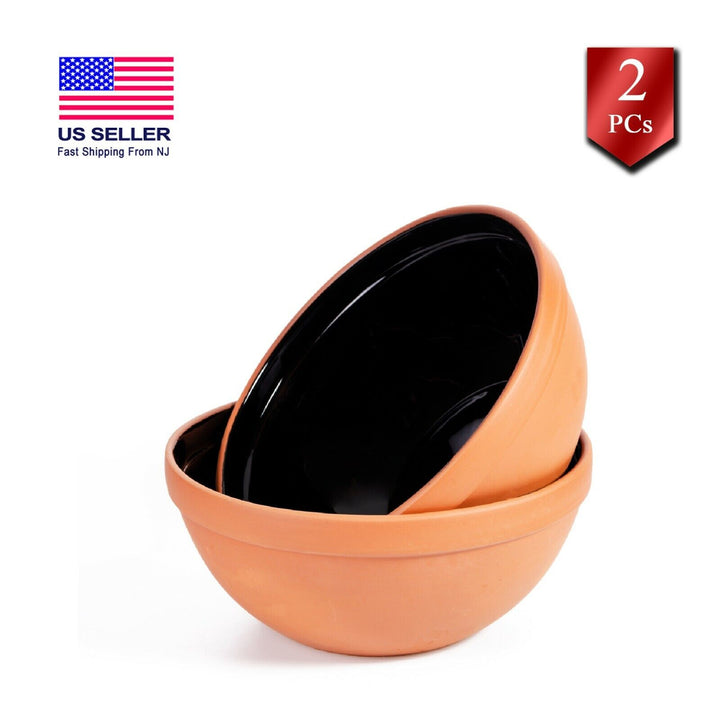 Natural Traditional Clay Bowl, Clay Casserole, 2 Pcs