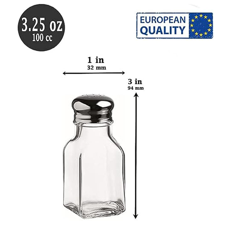 Large Glass Salt and Pepper Shakers for Kitchen, 3.25 oz