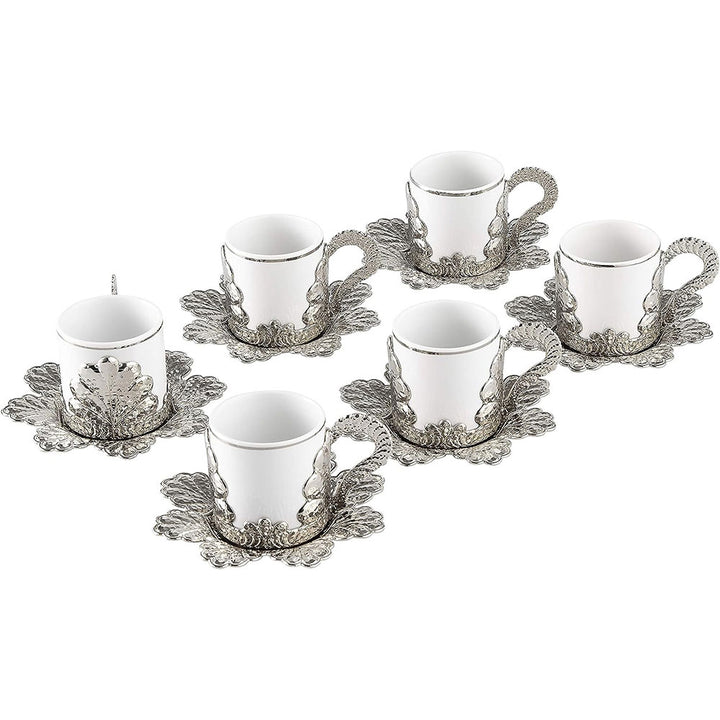 Handmade Fancy Turkish Coffee Cups Set of 6, 4 Oz