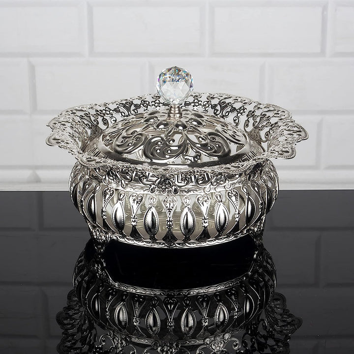 Handmade Fancy Sugar Serving Bowl with Lid and Crystal Top