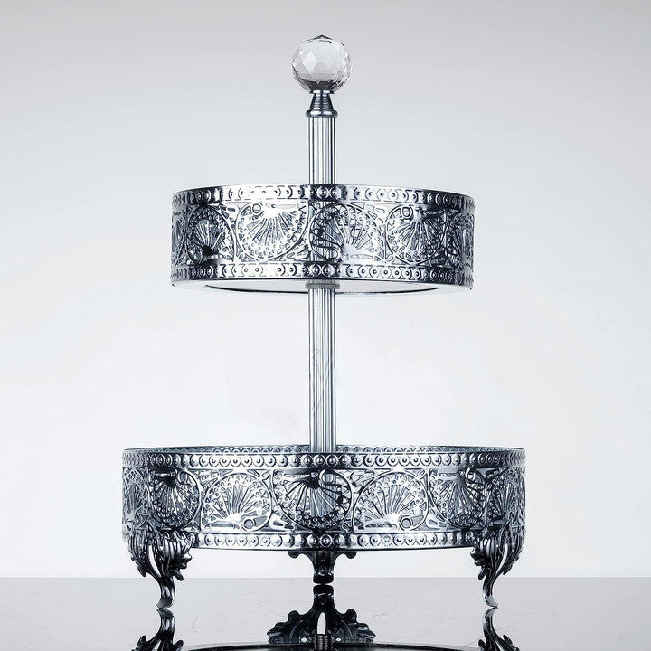 Handmade Serving Platter, Fancy Two-Tier Mirror Candy Stands