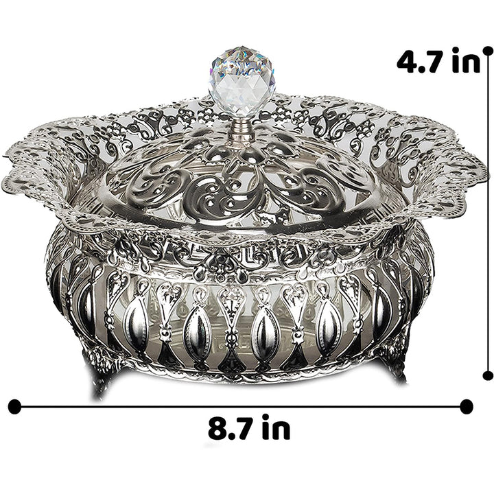 Handmade Fancy Sugar Serving Bowl with Lid and Crystal Top