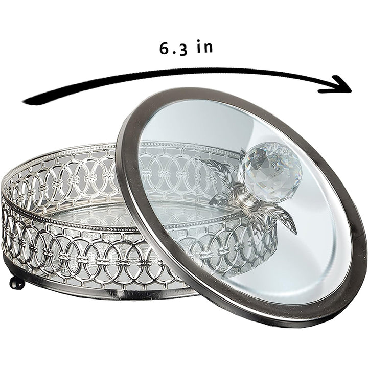 Handmade Fancy Sugar Serving Bowl with Glass Lid and Crystal Top