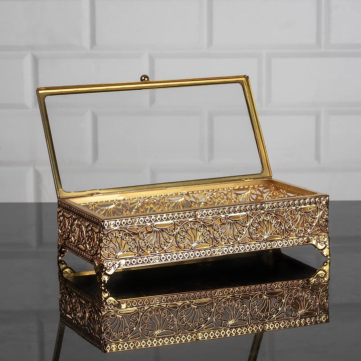 Handmade Fancy Keepsake Boxes, Metal Display Cases with Clear Acrylic Lids