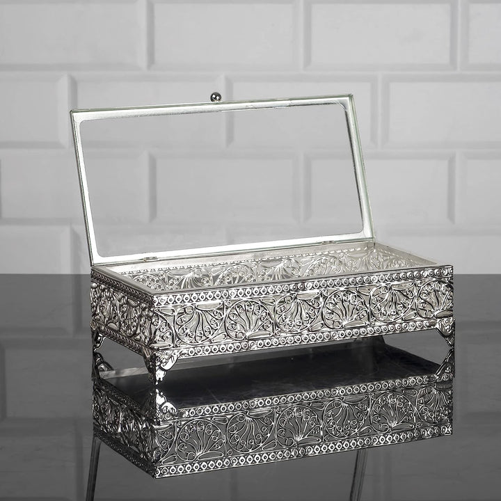 Handmade Fancy Keepsake Boxes, Metal Display Cases with Clear Acrylic Lids