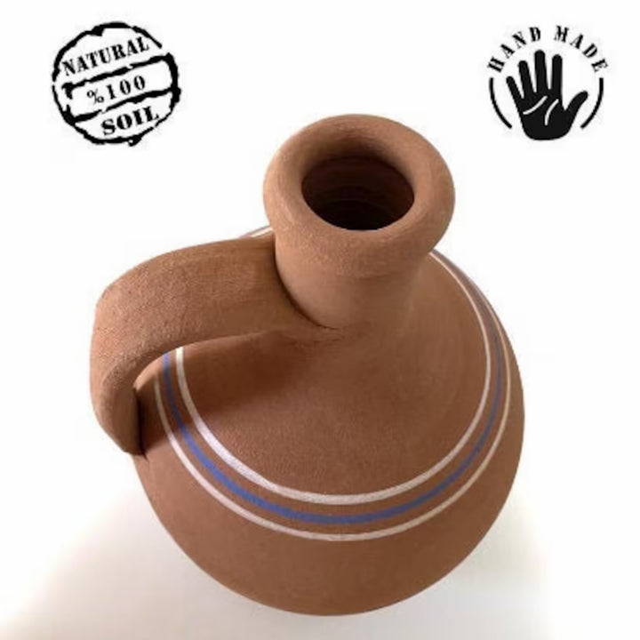 Handmade Clay Water Pitcher with 6 Clay Cups, Water Carafe