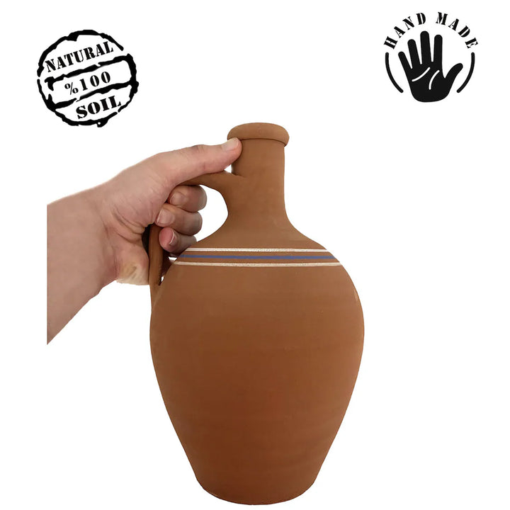 Handmade Clay Water Pitcher with 6 Clay Cups, Water Carafe